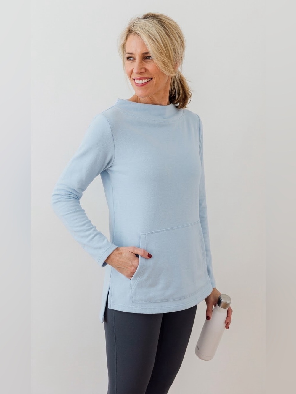 Dudley Stephens Brighton Boatneck Pullover Fleece Top Front Pocket Women’s Large